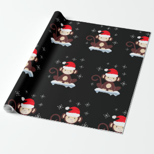 Cute-apan i snö, god jul presentpapper