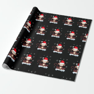 Cute-apan i snö, god jul presentpapper