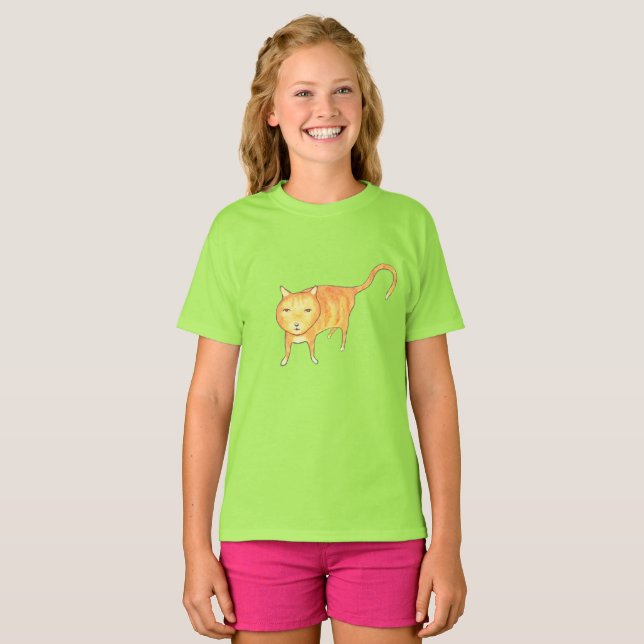 Cute Apathetic Orange Cat T Shirt (Hel framsida)