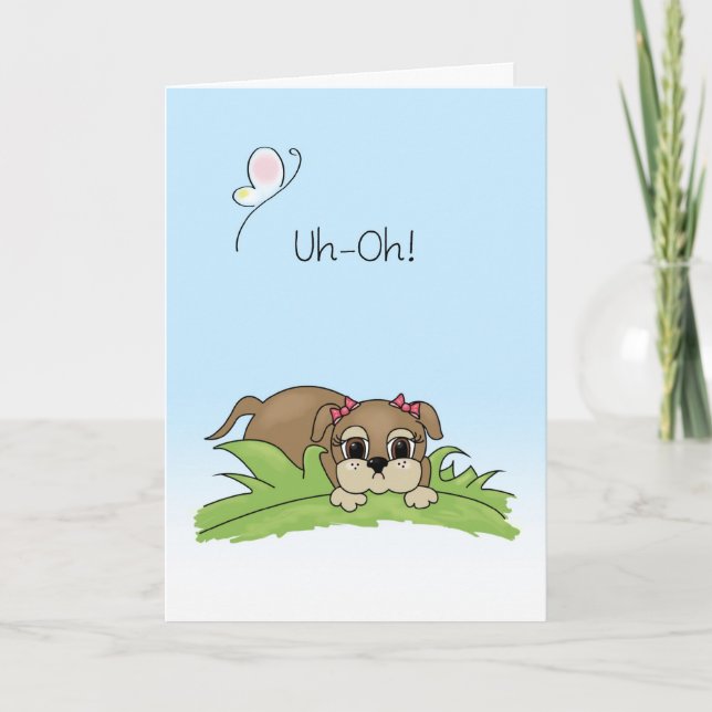 Cute Apology Card Big Brown Puppy Hund Ögon Kort (Framsida)