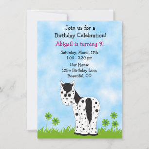 Cute Appaloosa Horse Birthday Bjud ~ Girls Inbjudningar