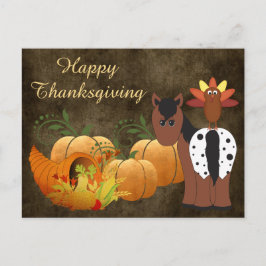 Cute Appaloosa Horse och Turkiet Happy thanksgivin Helg Vykort