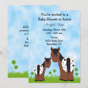 Cute Appaloosa Mare and Foal Horse Baby Shower Inbjudningar