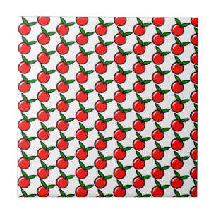 Cute Apple Cherry Red Fruit Roligt Kitchen Tecknad Kakelplatta