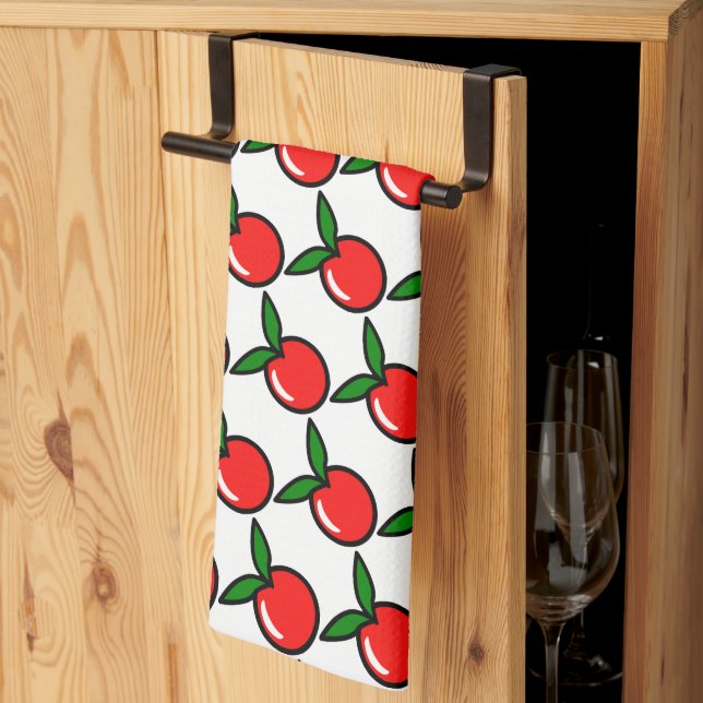 Cute Apple Cherry Red Fruit Roligt Kitchen Tecknad Kökshandduk (Thirds Fold)