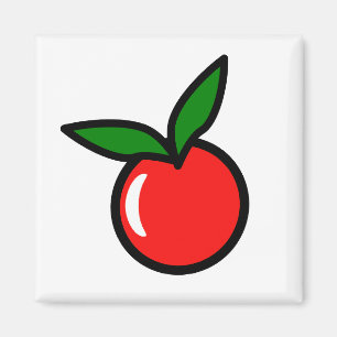 Cute Apple Cherry Red Fruit Roligt Kitchen Tecknad Magnet