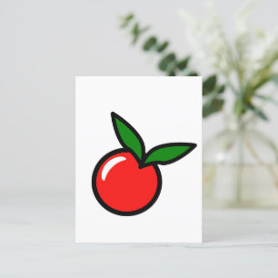 Cute Apple eller Cherry, Roligt Kitchen Fruit Teck Vykort