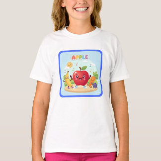 Cute Apple Friends Kids Illustration T Shirt