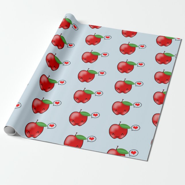 Cute Apple Kärlek Mönster Presentpapper (Utrullad)