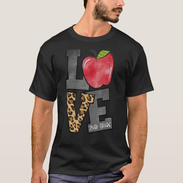 Cute Apple Leopard Kärlek 2:a Klass-teamet andra G T Shirt (Framsida)