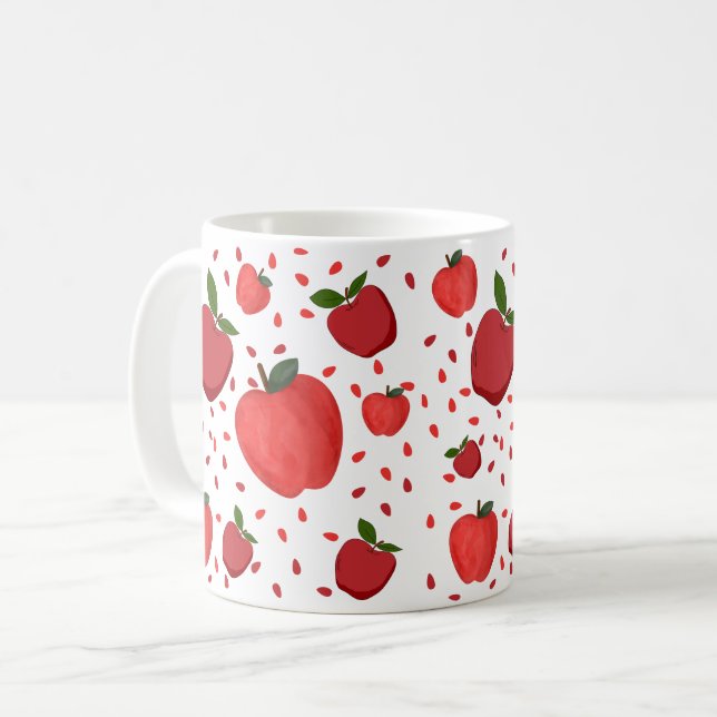 Cute Apple Mönster Kaffemugg (Framsida vänster)