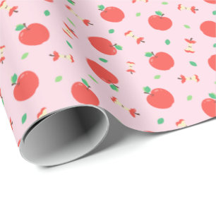 Cute Apple Mönster med Rosa bakgrund Presentpapper