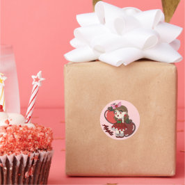 Cute Apple Theme Chibi with Apple Background Runt Klistermärke