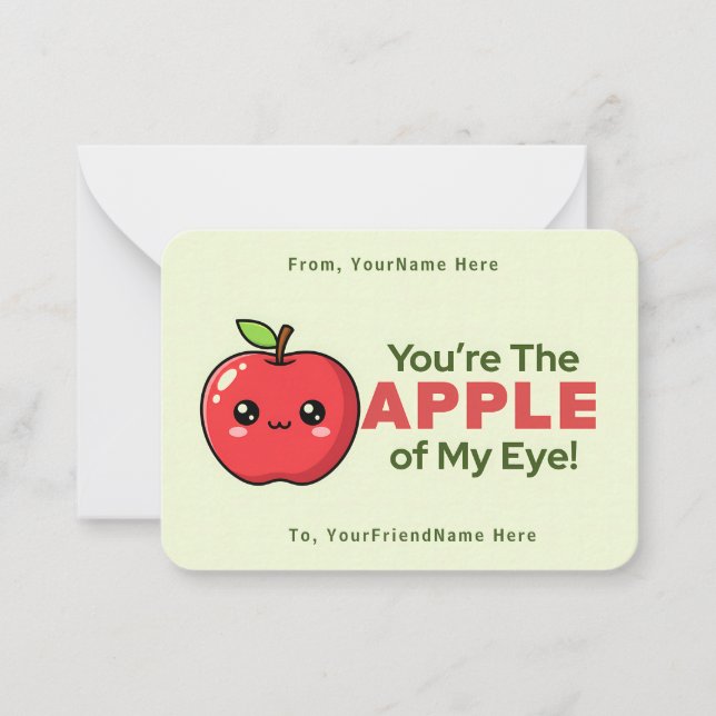 Cute Apple Valentine Classroom Note Card  Anteckningskort (Framsida)