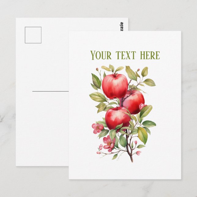 Cute apple vendors customizable  vykort (Fram/baksida)
