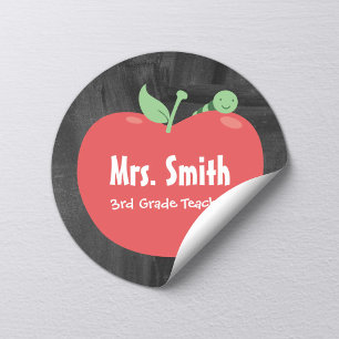 Cute Apple & Work School Teacher Tutor Runt Klistermärke