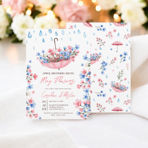 Cute April Showers tar med sig maj Blommor Baby Sh Inbjudningar