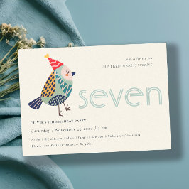 Cute Aqua Blue Birdie oavsett ålder 7:e födelsedag Tack Kort