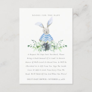 Cute Aqua Blue Bunny Foliage Bokar för babyskor Tilläggskort