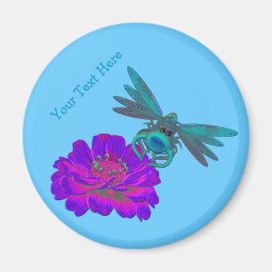 Cute Aqua Dragonfly på Flower Magnet