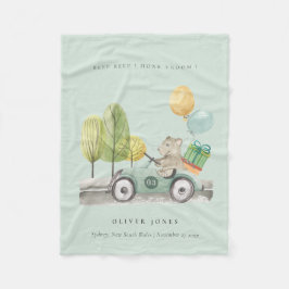 Cute Aqua Grönt Teddy Balloon Gift Party Fleecefilt