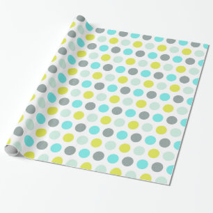 Cute Aqua Mint Blue Gult Polka Dot Mönster Presentpapper