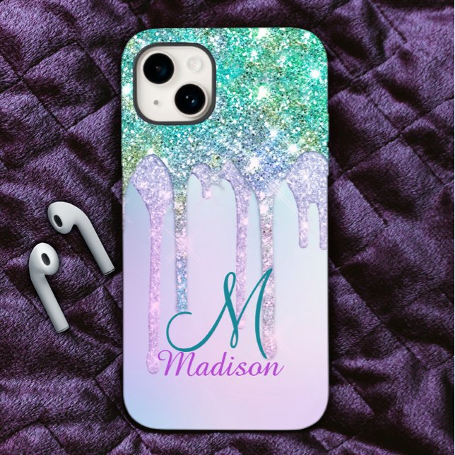 Cute Aqua Turcos Unicorn Glitter Drives monogram (Skapare uppladdad)