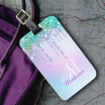 Cute Aqua Turcos Unicorn Glitter Drives monogram