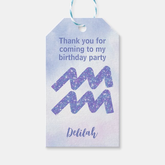 Cute Aquarius Astrology-skylt Anpassningsbar Birth Presentetikett (Framsidan)