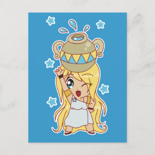 Cute Aquarius Girl Vykort