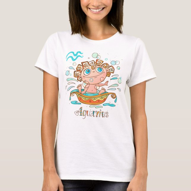Cute Aquarius Kids Bubbles T Shirt (Framsida)