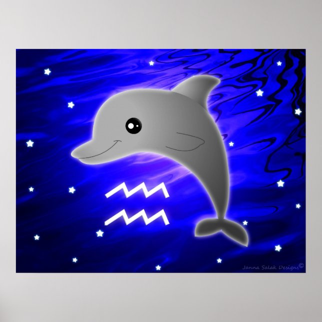 Cute Aquarius Zodiac Poster (Framsidan)
