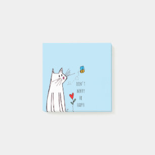 Cute är inte orolig för att vara Lycklig, katt och Post-it Block