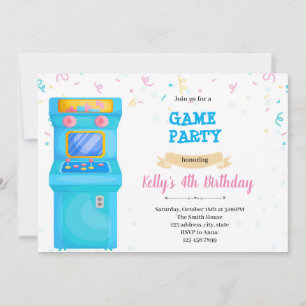 Cute Arcade Party-inbjudan Inbjudningar
