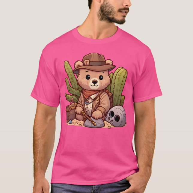 Cute Archeolog Bear T Shirt (Framsida)