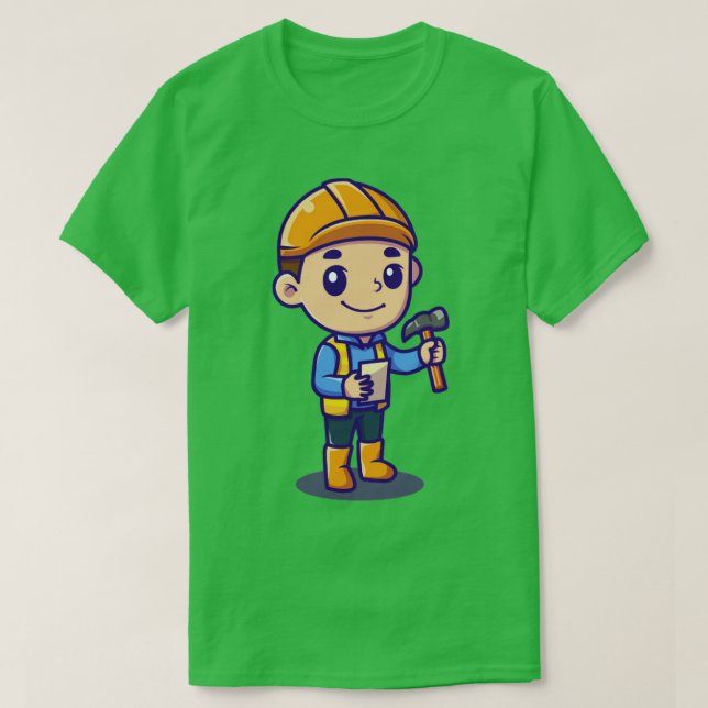 Cute Architect Holding Hammer T Shirt (Design framsida)