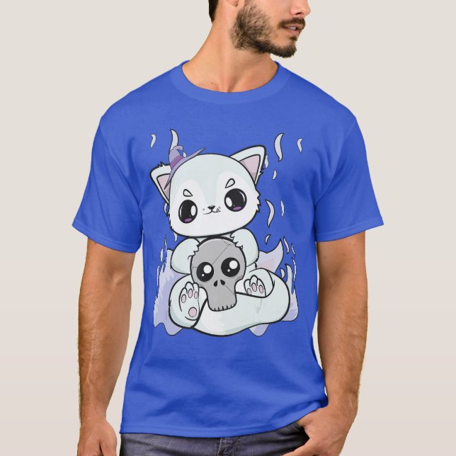 Cute Arctic Fo With Kawaii Halloweenoy For Horror  T Shirt (Framsida)