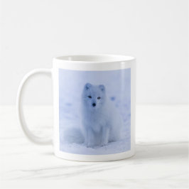 Cute Arctic Fox on Snowy Winter Background Kaffemugg
