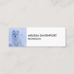 Cute Arctic Fox on Snowy Winter Background Mini Visitkort