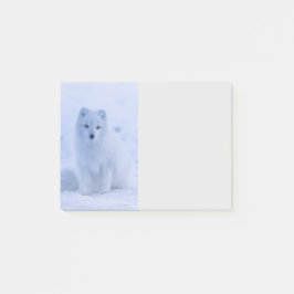 Cute Arctic Fox on Snowy Winter Background Post-it Block