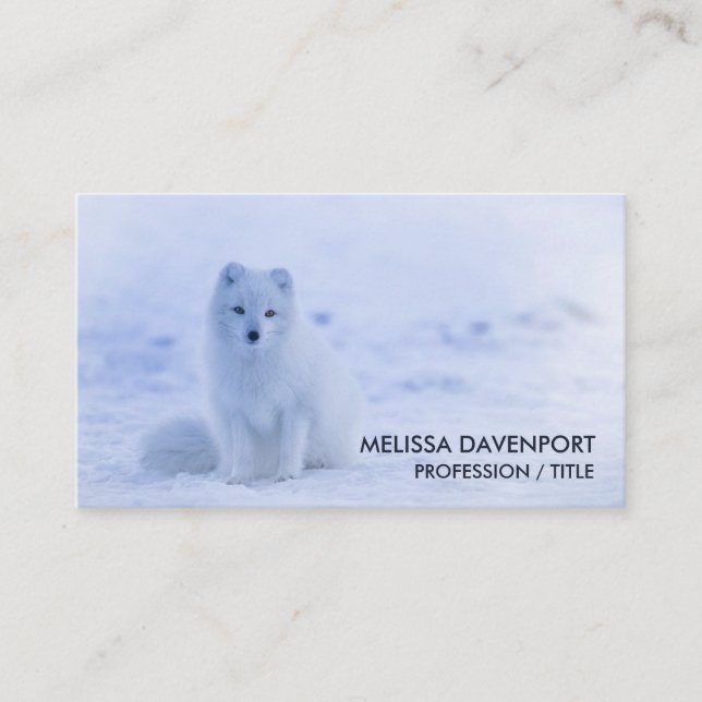 Cute Arctic Fox on Snowy Winter Background Visitkort (Framsida)