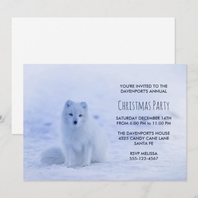 Cute Arctic Fox på Snö-julen Party Inbjudningar (Fram/baksida)