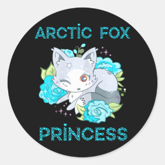 Cute Arctic Fox Princess Winked Öga Fox Runt Klistermärke