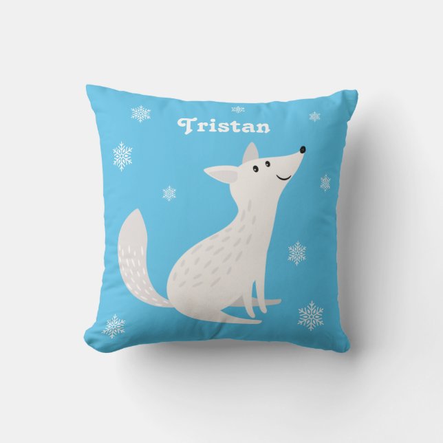 Cute Arctic Fox Snowflake-Barn Kudde (Framsida)