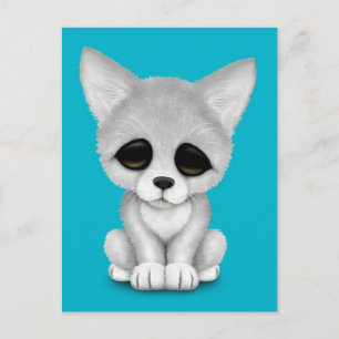 Cute Arctic Fox Unge Vykort