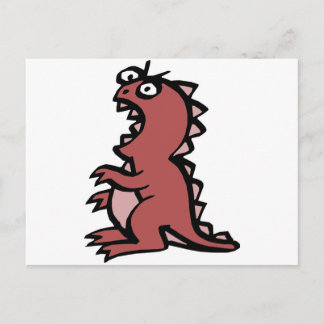 Cute & Arg Red Dinosaur Vykort