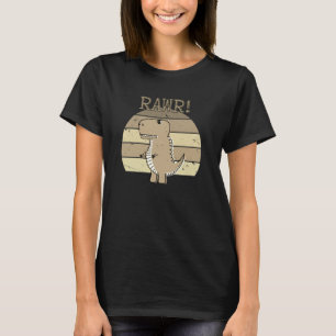 Cute Arg Sepia Tecknad T-Rex Dinosaur Sunset T Shirt