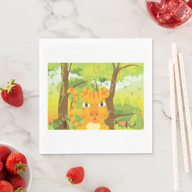 Cute Arg Tiger Tecknad i Jungle Pappersservett (Skapare uppladdad)