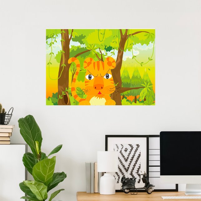 Cute Arg Tiger Tecknad i Jungle Poster (Skapare uppladdad)