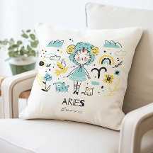 Cute Aries Zodiac Pillow, Astrologi